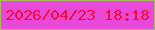 文字の大きさ：3、枠の色：a7bc5e、背景の色：e849d8、文字の色：f40c39 無料ブログパーツのブログ時計