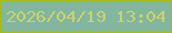 文字の大きさ：1、枠の色：a7be01、背景の色：82b69e、文字の色：cbd26c 無料ブログパーツのブログ時計