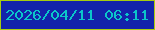 文字の大きさ：5、枠の色：a7cd0f、背景の色：1323ab、文字の色：0bc6c9 無料ブログパーツのブログ時計