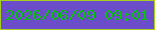 文字の大きさ：4、枠の色：a7d01e、背景の色：6c4dc9、文字の色：06c20d 無料ブログパーツのブログ時計