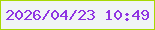 文字の大きさ：5、枠の色：a7d903、背景の色：f0f4f6、文字の色：8f34e2 無料ブログパーツのブログ時計