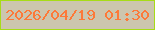 文字の大きさ：1、枠の色：a7dc17、背景の色：ccc6ae、文字の色：fd7938 無料ブログパーツのブログ時計