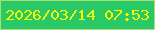 文字の大きさ：1、枠の色：a7df73、背景の色：28c966、文字の色：f4f907 無料ブログパーツのブログ時計