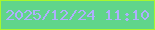 文字の大きさ：2、枠の色：a7f72e、背景の色：60d58b、文字の色：aeaffd 無料ブログパーツのブログ時計
