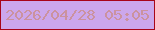 文字の大きさ：1、枠の色：a80519、背景の色：cca7ec、文字の色：cb929f 無料ブログパーツのブログ時計
