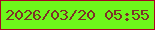 文字の大きさ：1、枠の色：a80524、背景の色：6df81b、文字の色：7d3228 無料ブログパーツのブログ時計