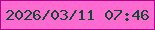 文字の大きさ：4、枠の色：a8068a、背景の色：fe6bd0、文字の色：104931 無料ブログパーツのブログ時計