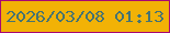 文字の大きさ：2、枠の色：a80874、背景の色：f2b206、文字の色：467372 無料ブログパーツのブログ時計