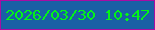 文字の大きさ：4、枠の色：a80da3、背景の色：1960a5、文字の色：03f418 無料ブログパーツのブログ時計