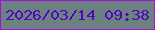 文字の大きさ：5、枠の色：a80ddc、背景の色：6b8281、文字の色：5007bf 無料ブログパーツのブログ時計