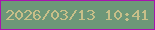 文字の大きさ：3、枠の色：a813ae、背景の色：6d9778、文字の色：c7bf89 無料ブログパーツのブログ時計