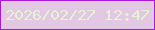 文字の大きさ：5、枠の色：a819da、背景の色：e2c8e2、文字の色：e5f3d4 無料ブログパーツのブログ時計