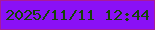 文字の大きさ：5、枠の色：a81b99、背景の色：8a10f6、文字の色：144407 無料ブログパーツのブログ時計