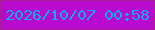 文字の大きさ：3、枠の色：a81f95、背景の色：b809cf、文字の色：08aded 無料ブログパーツのブログ時計