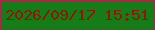 文字の大きさ：1、枠の色：a82647、背景の色：147d18、文字の色：911604 無料ブログパーツのブログ時計