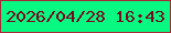 文字の大きさ：4、枠の色：a82838、背景の色：08f981、文字の色：780821 無料ブログパーツのブログ時計