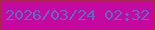 文字の大きさ：2、枠の色：a82847、背景の色：c408a0、文字の色：5f6ac0 無料ブログパーツのブログ時計