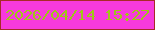 文字の大きさ：2、枠の色：a82a27、背景の色：f73adc、文字の色：9fc618 無料ブログパーツのブログ時計