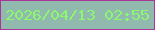 文字の大きさ：3、枠の色：a83696、背景の色：92b9ae、文字の色：8bf96f 無料ブログパーツのブログ時計