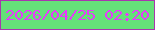 文字の大きさ：5、枠の色：a837ae、背景の色：65e179、文字の色：e839fb 無料ブログパーツのブログ時計