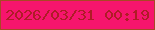 文字の大きさ：5、枠の色：a84825、背景の色：f6156d、文字の色：af1c26 無料ブログパーツのブログ時計