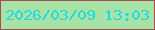 文字の大きさ：2、枠の色：a84e53、背景の色：a7e2a6、文字の色：1fdade 無料ブログパーツのブログ時計