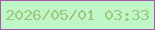 文字の大きさ：2、枠の色：a859af、背景の色：bef6c7、文字の色：9ec67c 無料ブログパーツのブログ時計