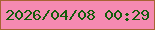 文字の大きさ：5、枠の色：a86333、背景の色：f58ab1、文字の色：145c0b 無料ブログパーツのブログ時計