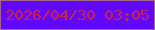 文字の大きさ：5、枠の色：a86389、背景の色：6008fd、文字の色：d0224b 無料ブログパーツのブログ時計