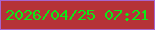 文字の大きさ：5、枠の色：a864cd、背景の色：b53237、文字の色：0cea16 無料ブログパーツのブログ時計