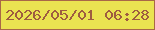 文字の大きさ：4、枠の色：a86847、背景の色：eae351、文字の色：9e5c40 無料ブログパーツのブログ時計