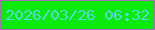 文字の大きさ：2、枠の色：a86eb5、背景の色：0bea0b、文字の色：56d7e1 無料ブログパーツのブログ時計