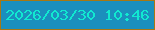 文字の大きさ：2、枠の色：a87712、背景の色：1b8fbd、文字の色：11e9d0 無料ブログパーツのブログ時計