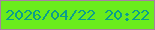 文字の大きさ：3、枠の色：a880a2、背景の色：6aec1d、文字の色：0a9f8c 無料ブログパーツのブログ時計