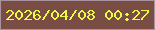 文字の大きさ：3、枠の色：a8929b、背景の色：794d44、文字の色：ebfa44 無料ブログパーツのブログ時計