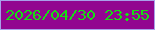 文字の大きさ：3、枠の色：a8a0ea、背景の色：920690、文字の色：15df13 無料ブログパーツのブログ時計