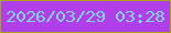 文字の大きさ：2、枠の色：a8a514、背景の色：b03ee9、文字の色：83d2e6 無料ブログパーツのブログ時計