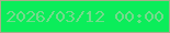 文字の大きさ：4、枠の色：a8ad8a、背景の色：0bed5a、文字の色：74da8c 無料ブログパーツのブログ時計