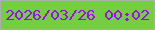 文字の大きさ：1、枠の色：a8b3a6、背景の色：75cd42、文字の色：9d0cf1 無料ブログパーツのブログ時計
