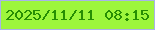 文字の大きさ：4、枠の色：a8b3e9、背景の色：9df63c、文字の色：268e03 無料ブログパーツのブログ時計