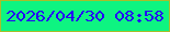 文字の大きさ：3、枠の色：a8be2a、背景の色：0ef481、文字の色：2402f6 無料ブログパーツのブログ時計