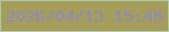 文字の大きさ：4、枠の色：a8cbaf、背景の色：a69d5b、文字の色：8a8cc0 無料ブログパーツのブログ時計