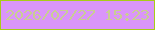 文字の大きさ：5、枠の色：a8cc17、背景の色：da95f9、文字の色：c9ce92 無料ブログパーツのブログ時計