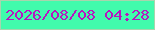文字の大きさ：4、枠の色：a8d5ad、背景の色：41fbac、文字の色：b815c0 無料ブログパーツのブログ時計