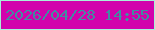 文字の大きさ：2、枠の色：a8f0d9、背景の色：d202ac、文字の色：408da2 無料ブログパーツのブログ時計