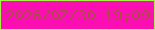 文字の大きさ：5、枠の色：a8f24b、背景の色：fb0fb2、文字の色：b04a4d 無料ブログパーツのブログ時計