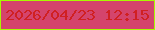 文字の大きさ：3、枠の色：a8fa01、背景の色：d4446c、文字の色：d02022 無料ブログパーツのブログ時計