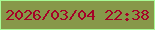 文字の大きさ：4、枠の色：a8fa95、背景の色：879849、文字の色：a50228 無料ブログパーツのブログ時計