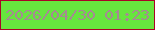 文字の大きさ：4、枠の色：a90226、背景の色：67e53e、文字の色：a68a92 無料ブログパーツのブログ時計