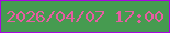文字の大きさ：4、枠の色：a905e1、背景の色：469b50、文字の色：e75da2 無料ブログパーツのブログ時計